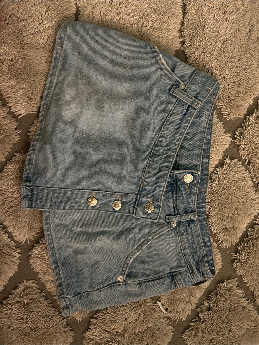 Free People Light Blue Denim Skort with Button Front